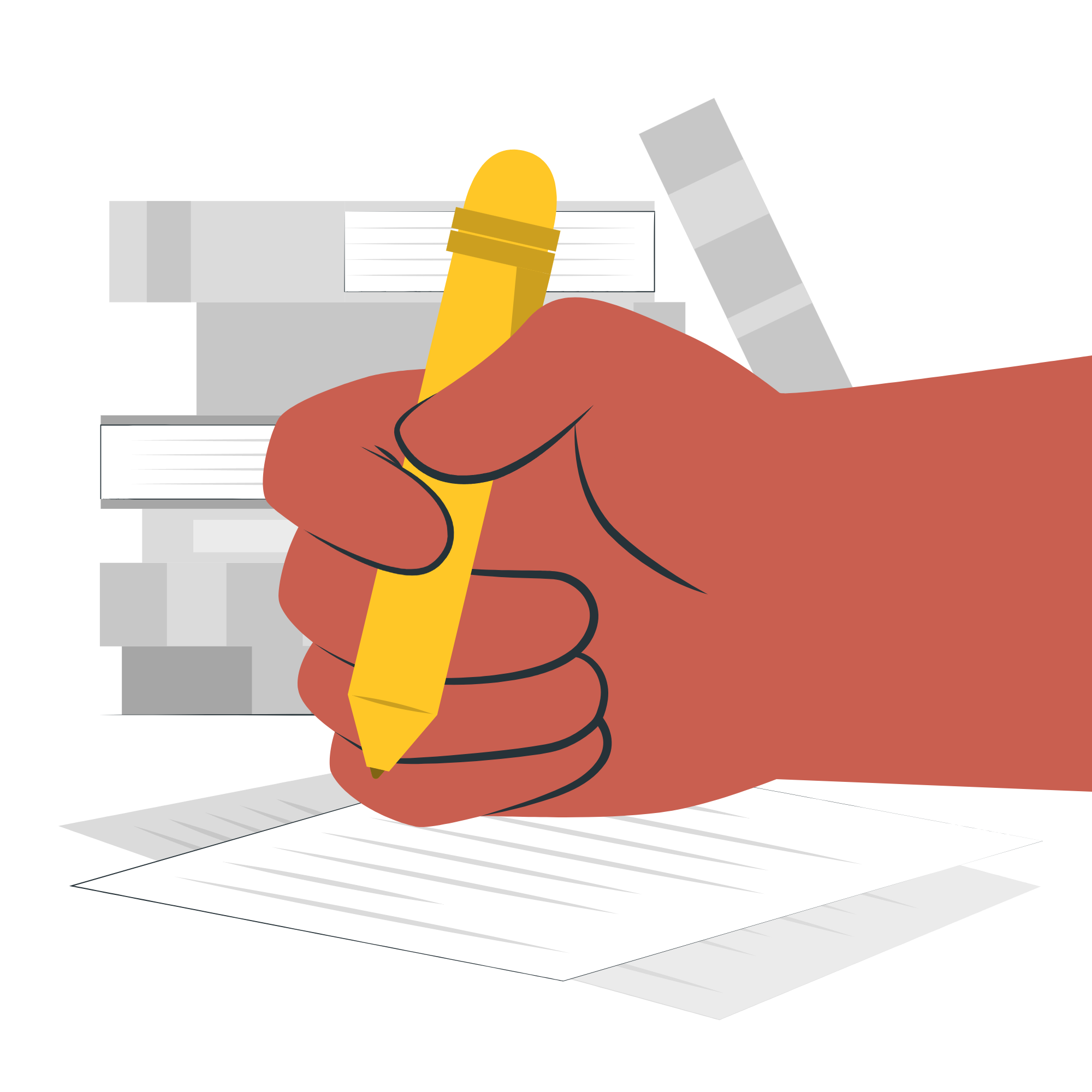 Hand holding pen-cuate aprendiendo